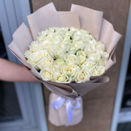 55 white roses.