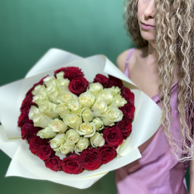 Bouquet heart 51 roses, standart