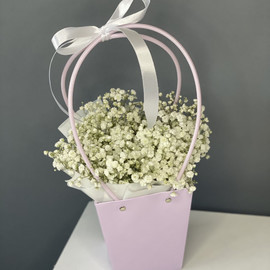 A bouquet of gypsophila in a purse (not at the oasis)