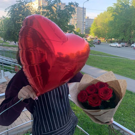 Комбо набор розы и шар "Сердце"