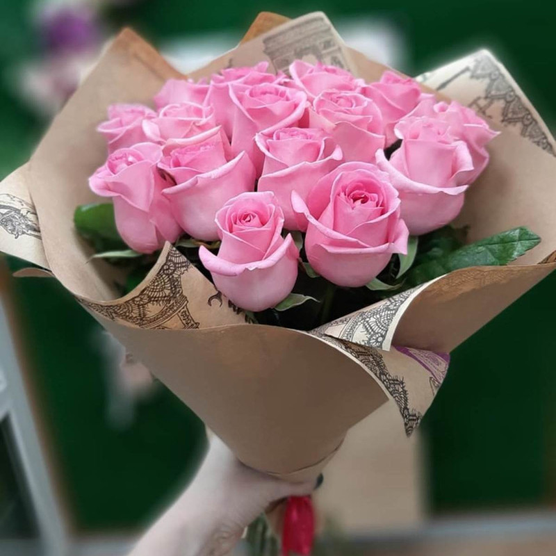 15 розовых роз, стандартный