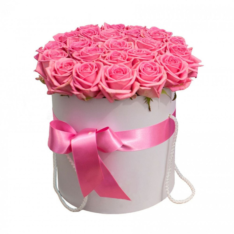 Hat box with pink rose, standart