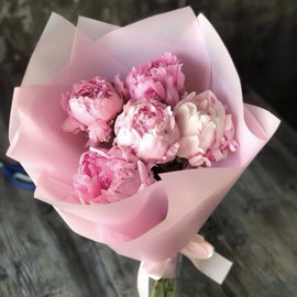 Bouquet of pink peonies Sarah Bernhardt