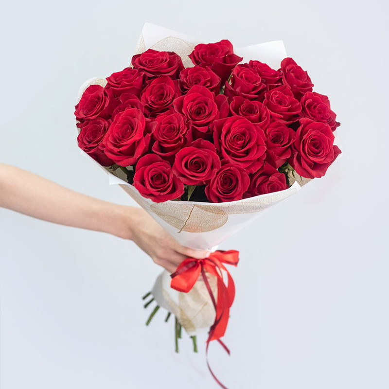 Bouquet of 21 premium red roses, standart