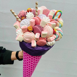 Bouquet of marshmallows in a cone