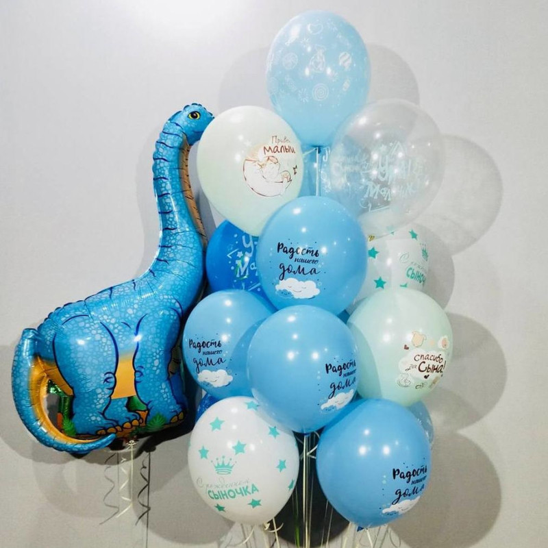 Воздушные шары на выписку с динозавром, стандартный
