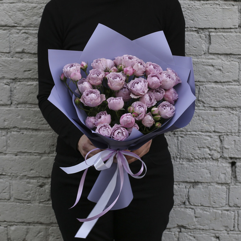 Bouquet of 9 spray peony roses Lavender Bubbles, standart