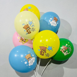 Воздушные шары с медвежонком"С днём рождения"