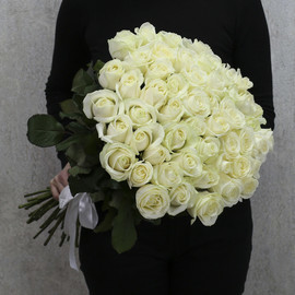 51 белая роза "Аваланч" 60 см