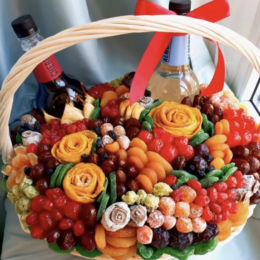 Big basket with dried fruits