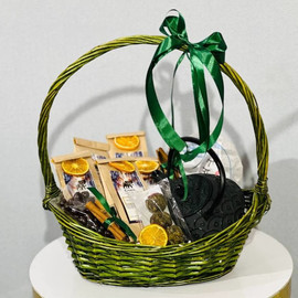 A basket of elite tea with sweets