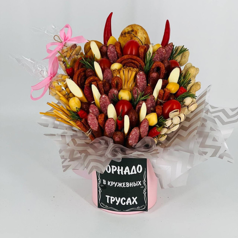 Sausage bouquet for a girl "Tornado in lace panties", standart