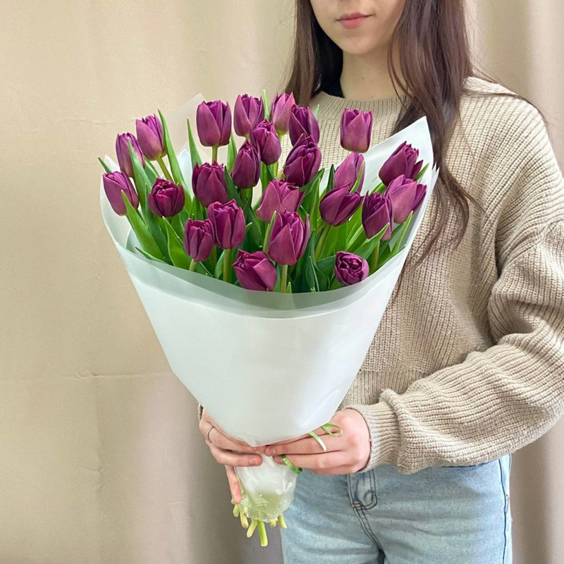 Monobouquet of 25 purple tulips, standart