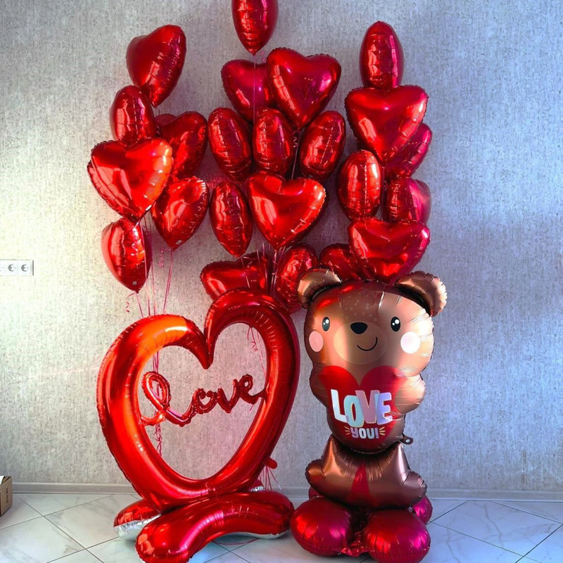 Photo zone made of balloons for February 14, standart