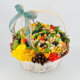 Basket with nuts and dried fruits