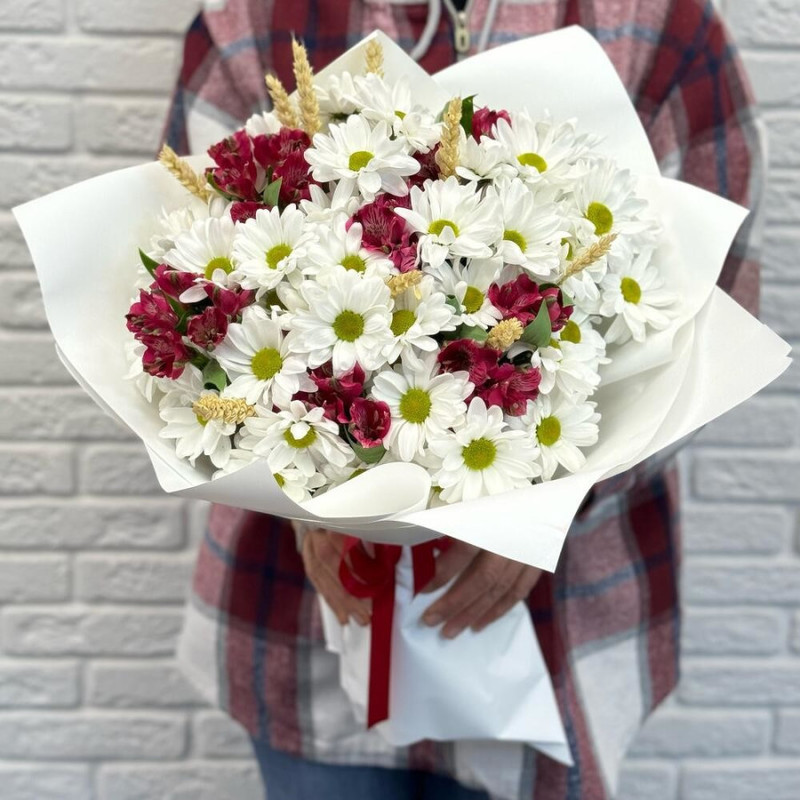 Bouquet of chrysanthemums and alstroemerias, standart