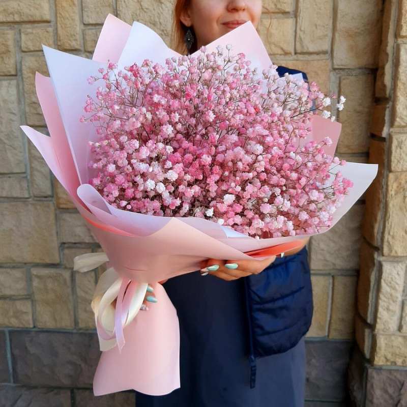 Bouquet with pink gypsophila "Dreams", standart