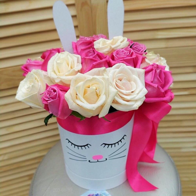 Roses in a box "Bunny", standart