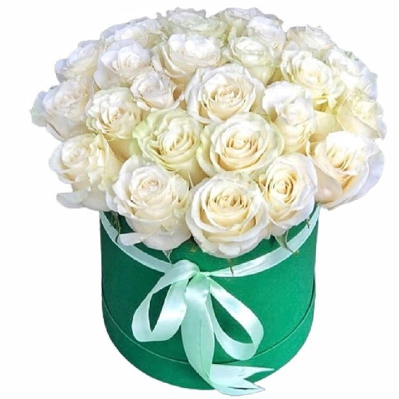Белые розы в шляпной коробке, стандартный
