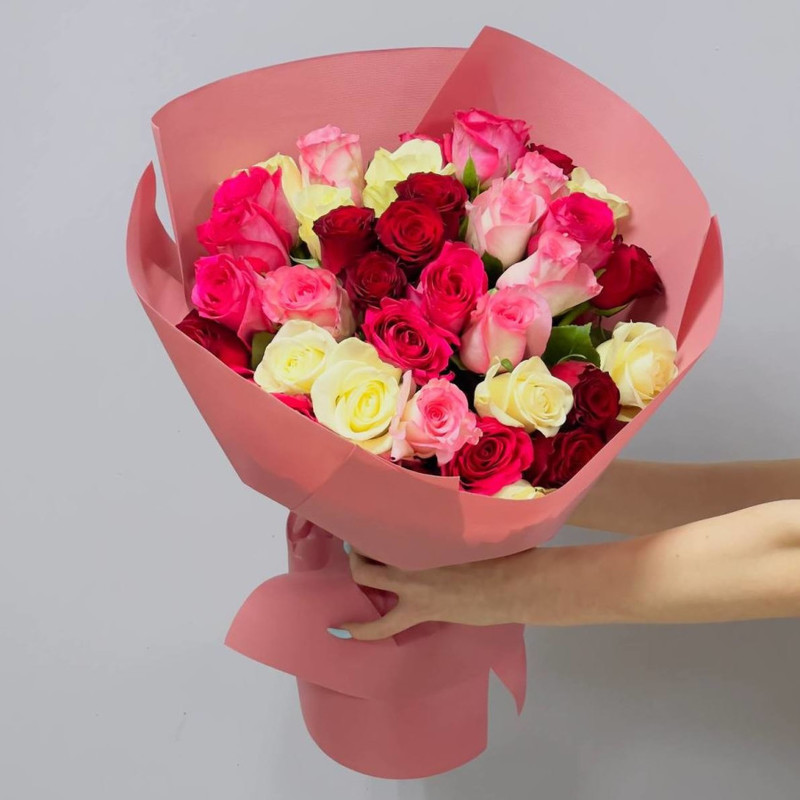 51 multi-colored roses 40 cm, standart