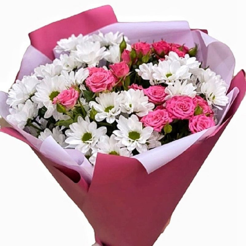 Bouquet of chrysanthemums and spray roses, standart