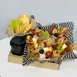 Bouquet of snacks with coffee