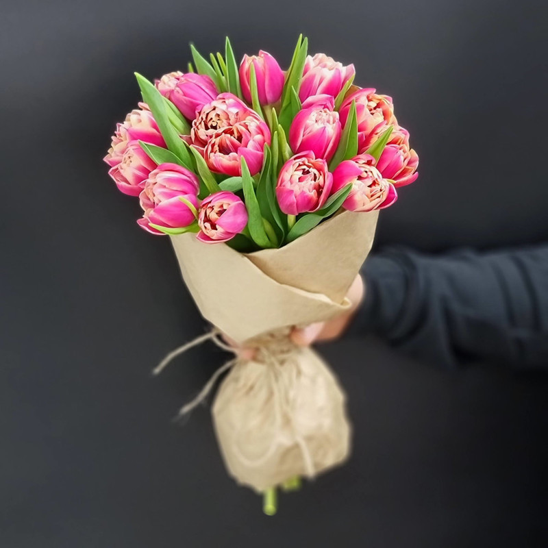 Bouquet of 15 peony tulips Calambus variety, standart
