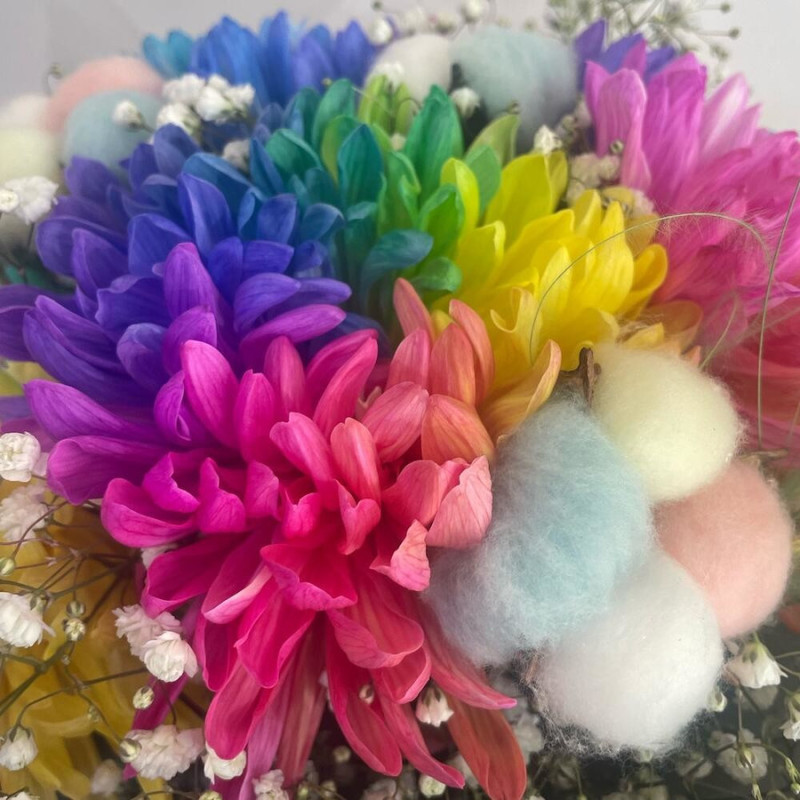 Rainbow bouquet, vendor code: 333083793, hand-delivered to Moscow