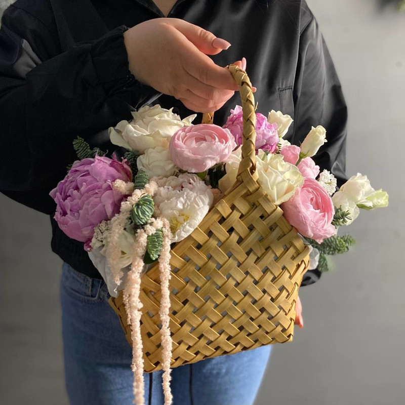 Delicate basket of flowers, standart