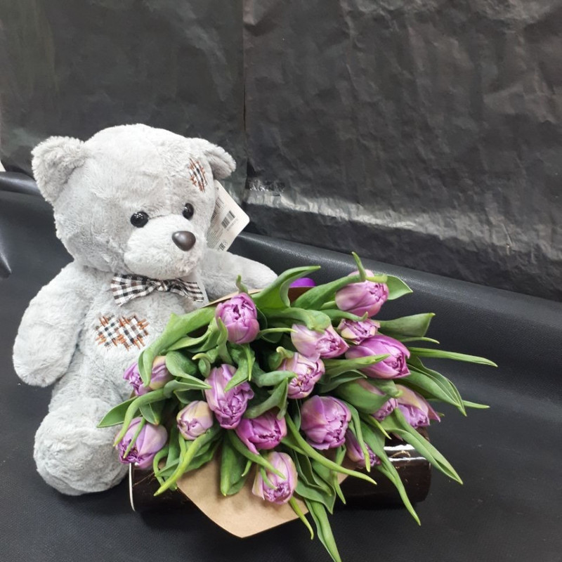 Bouquet "Bear with tulips", standart