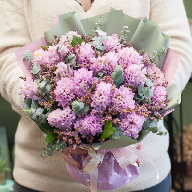 Bouquet of flowers Pink hyacinths, standart