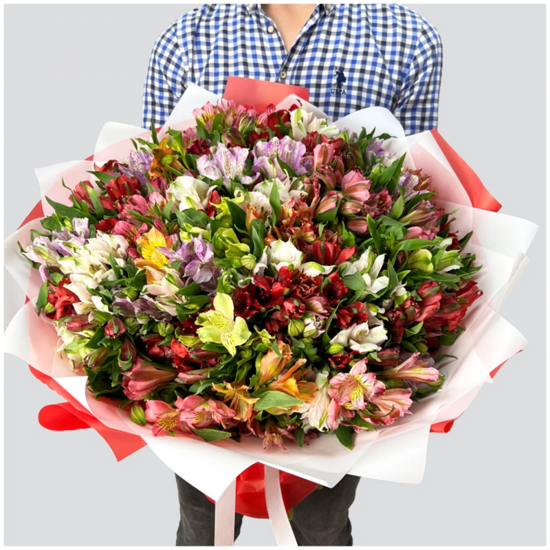 Bouquet of 101 colorful alstroemerias, standart