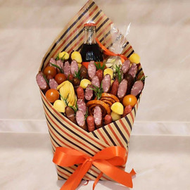 Bouquet of sausages in an envelope