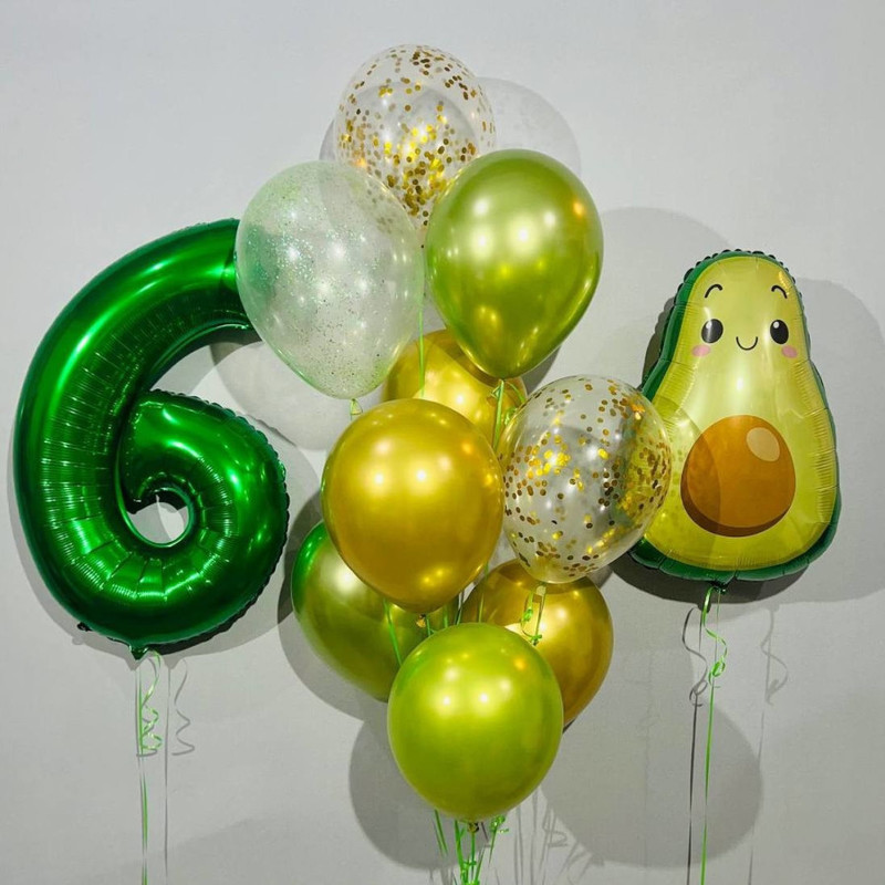 Birthday balloons with number and avocado, standart