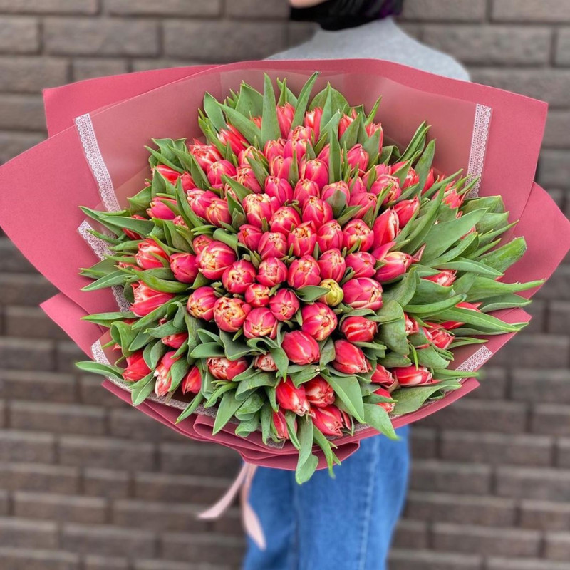 Bouquet of 101 peony tulips, standart