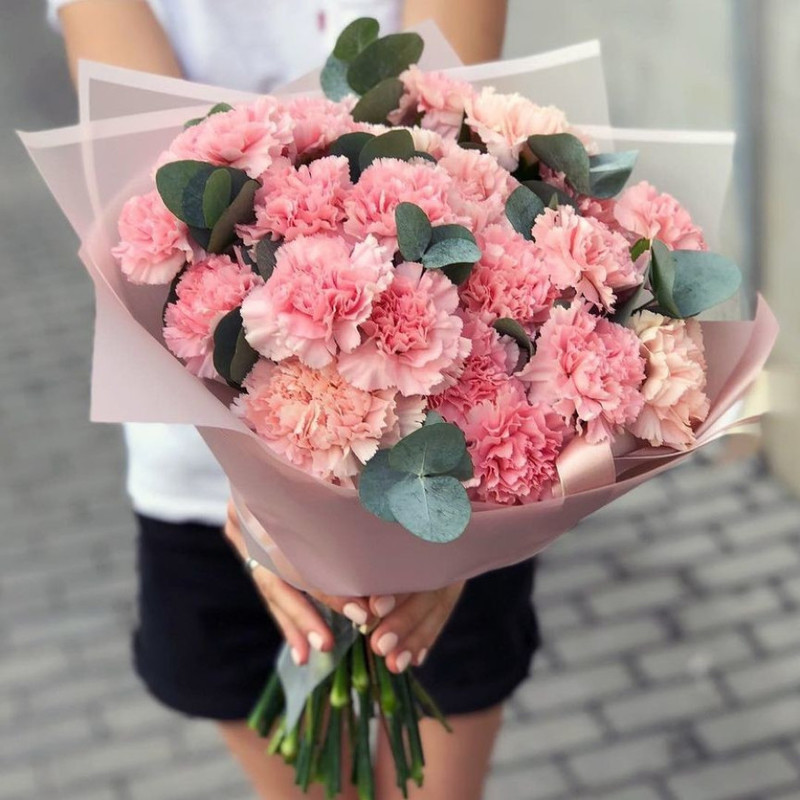 Bouquet of 25 pink dianthus, standart