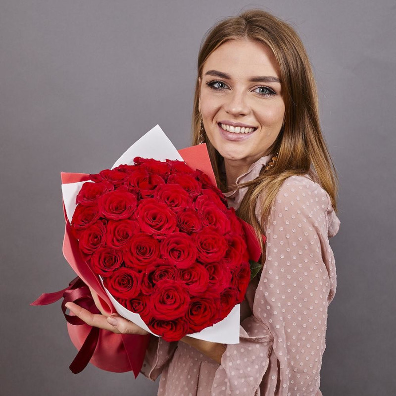 Bouquet of 35 red roses, mini