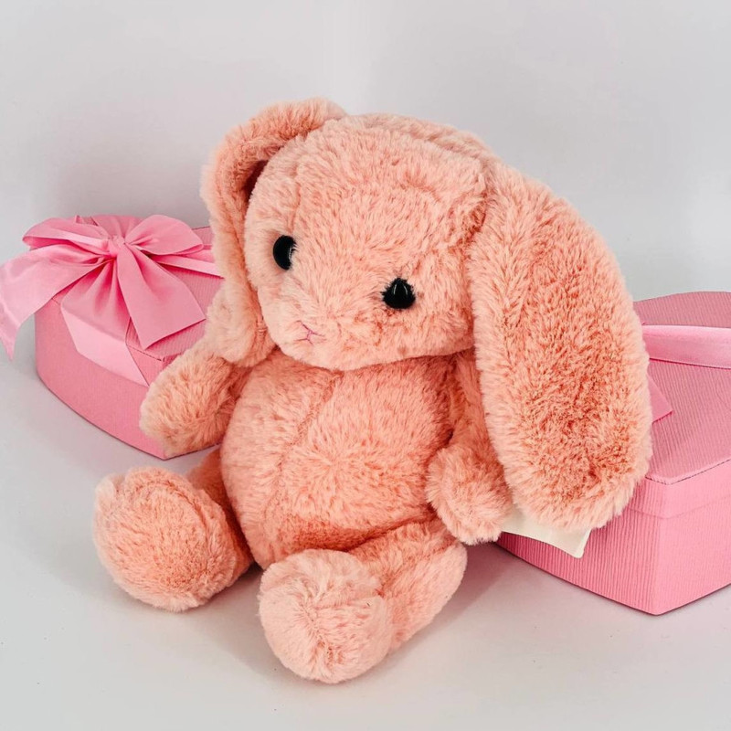 Мягкая игрушка розовый кролик 30 см, стандартный