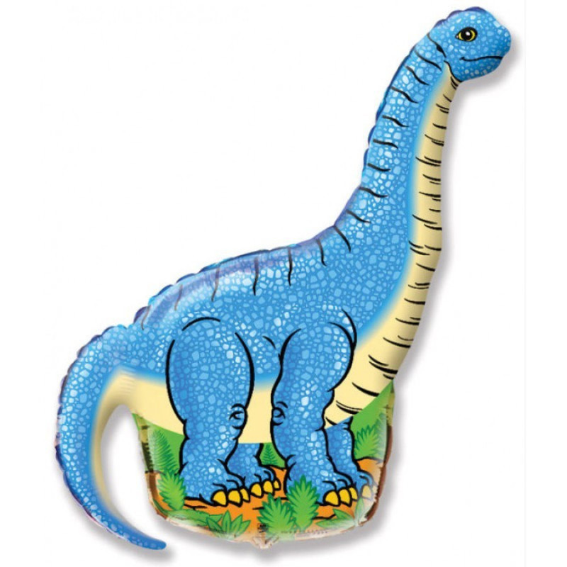 Большой шар фигура динозавр Диплодок голубой, стандартный