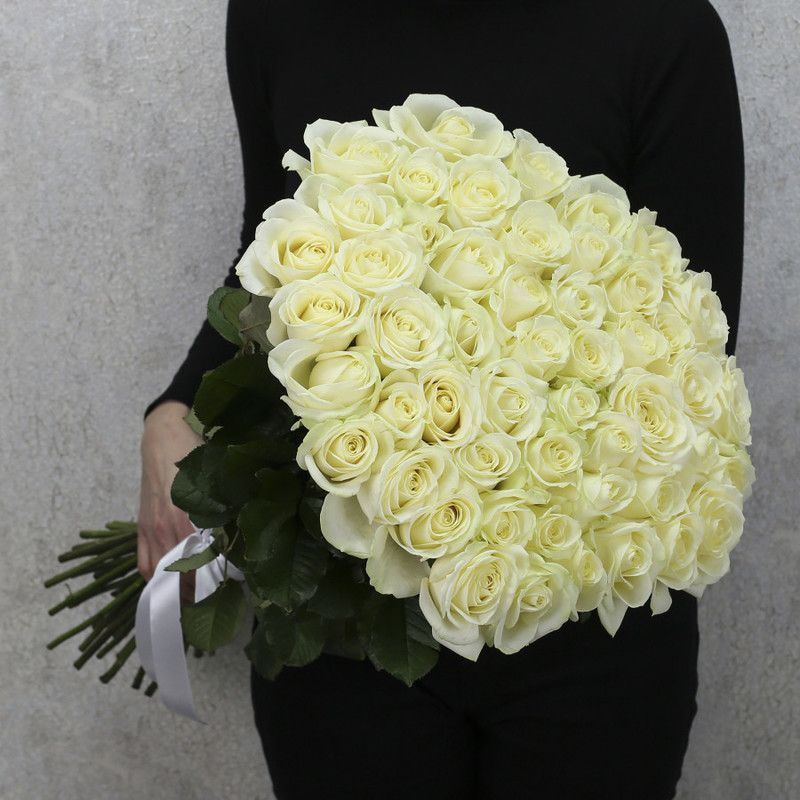 51 white rose "Avalanche" 80 cm, standart