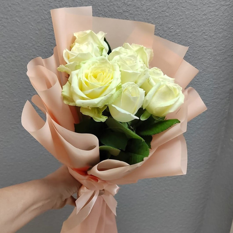 9 white roses, standart