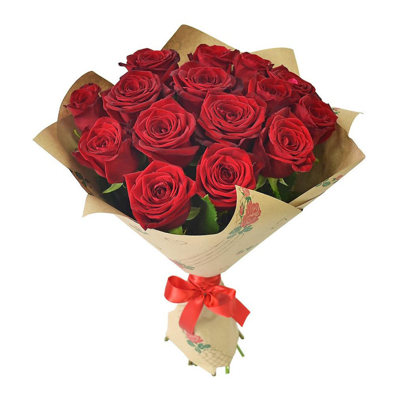 Bouquet of 15 red roses 50 cm craft, standart