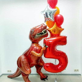 Воздушные шары с ходячей фигурой динозавра
