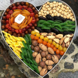 Edible bouquet of nuts and dried fruits