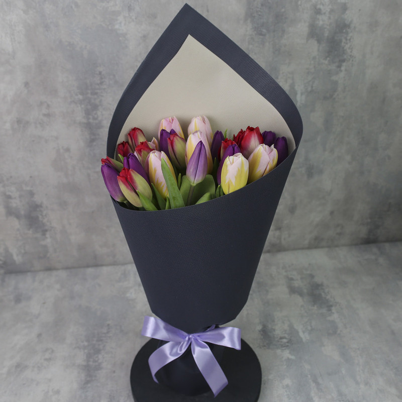 Bouquet of 25 tulips "Tulips mix in a package", standart