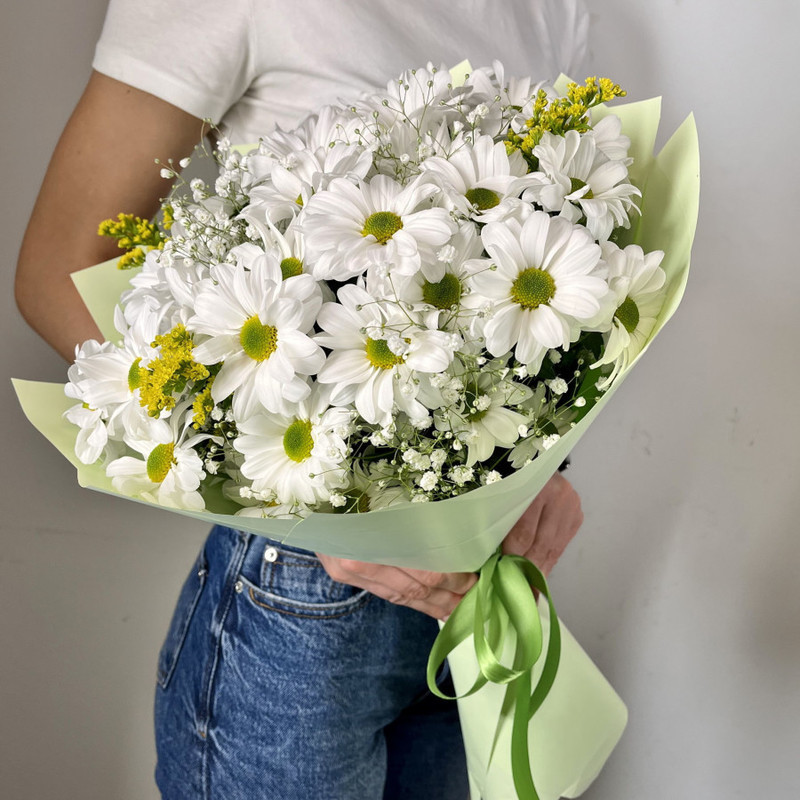 Bouquet of live chrysanthemums "I want summer", size S, standart