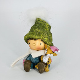 Сувенир на Новый год мальчик в шапочке с лисёнком