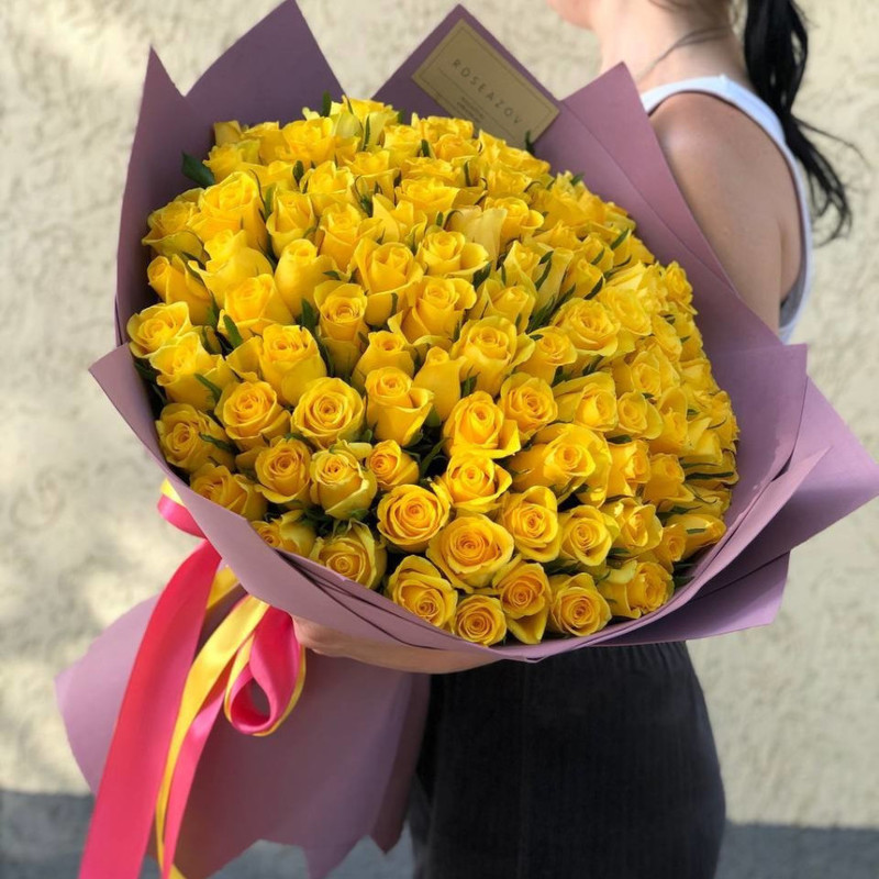 Bouquet of 101 yellow roses, standart