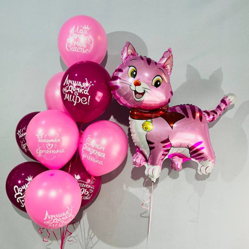 Воздушные шарики для дочки с кошечкой Мари, стандартный