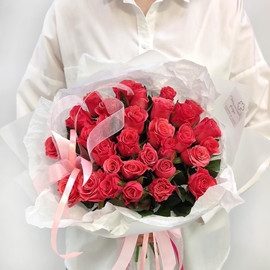Розовый подарок букет из 31 розы